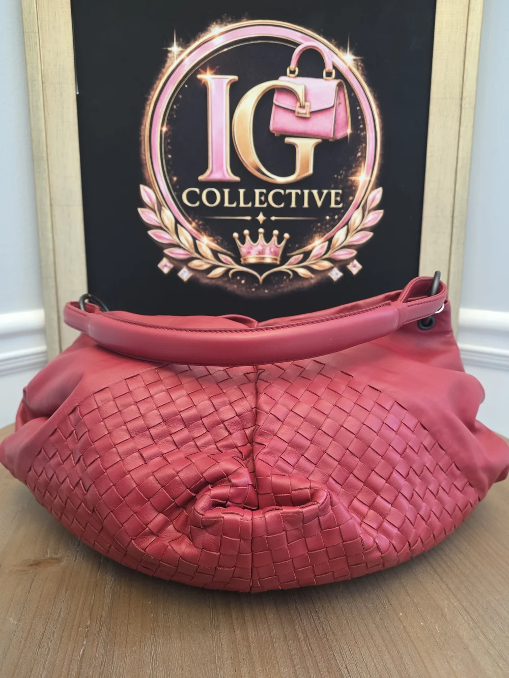 Bottega Veneta Coral-Red Intrecciato Leather Hobo